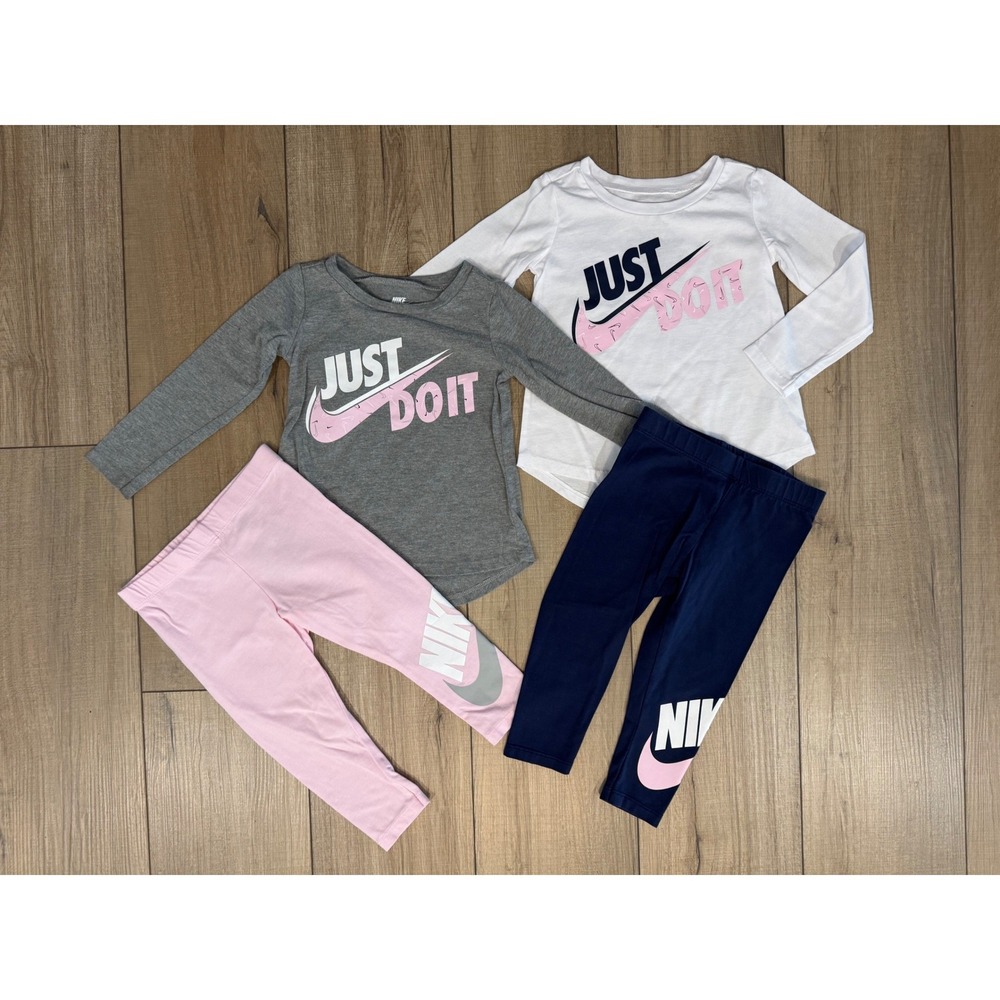 Nike 4-Piece Graphic Tee and Leggings Set Toddler Girls 2T Fall Long Sleeve